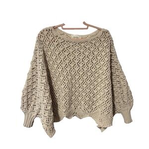 Jessica Simpson Womens XS Cream Crochet Open Knit Oversized Dolman Sweater NEW